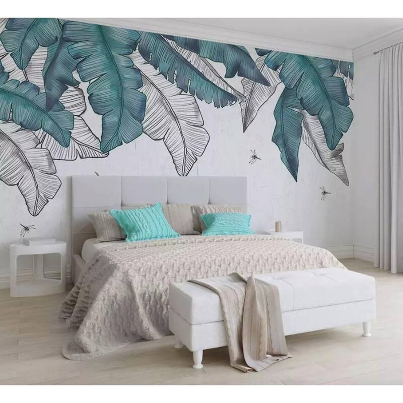 GK Wall Design Banana Leaf Dragonfly Tropical Leaves Exotic Removable Wallpaper