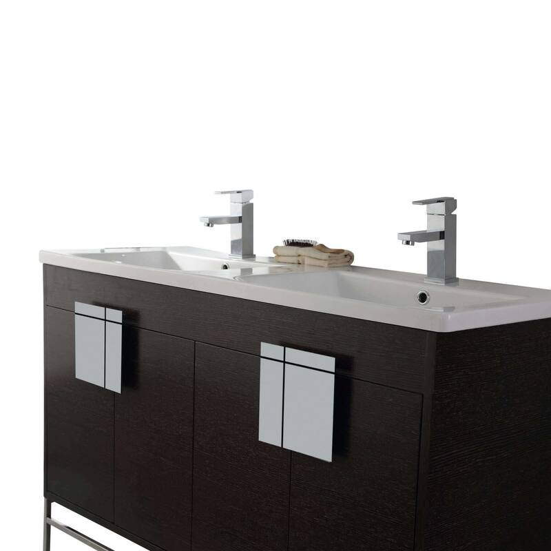 Modern Bathroom Vanity Set, Vitreous China Double Sink Top 48"