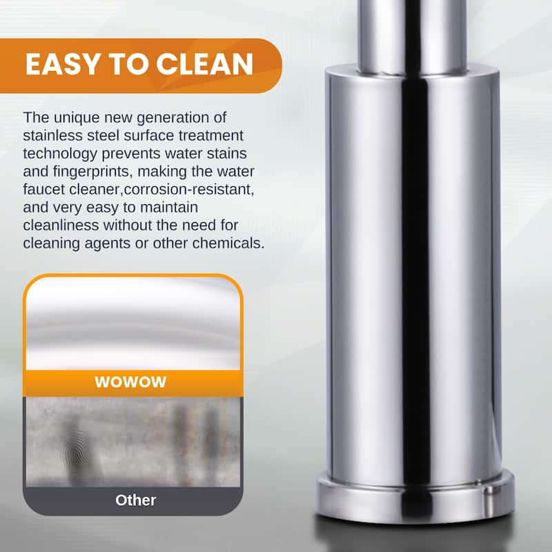 WOWOW Single Handle Pull Down Kitchen Faucet with Soap Dispenser