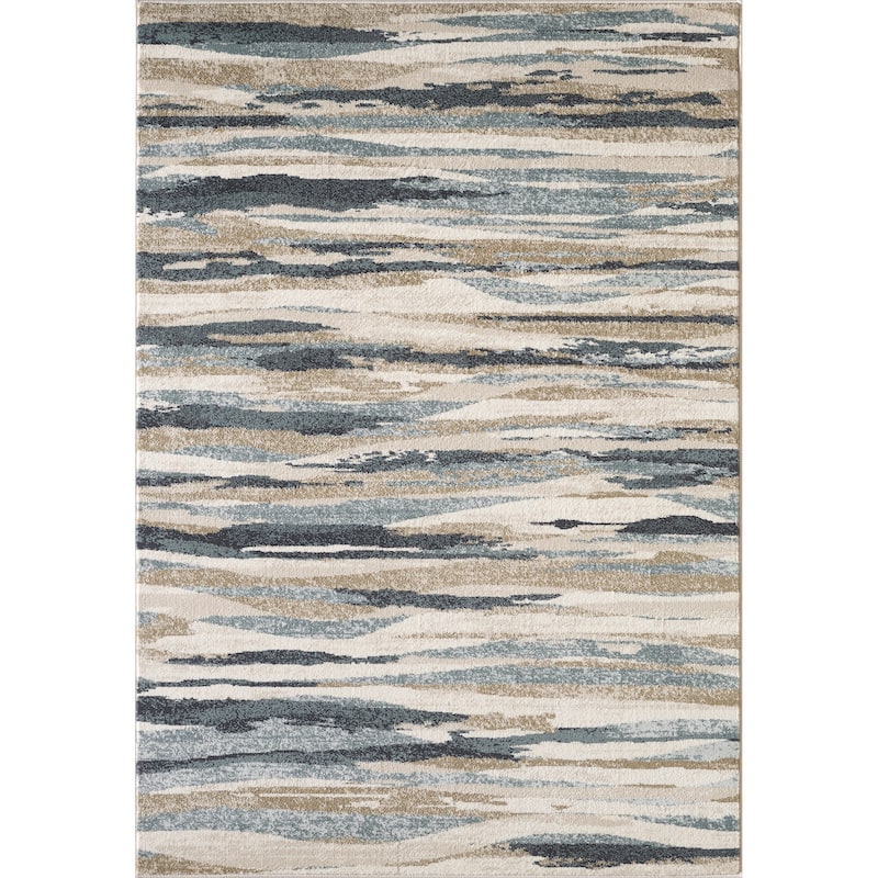 Domani Basics Blue Horizon Strip Rug - 5'3" x 7'7" - Blue / Ivory