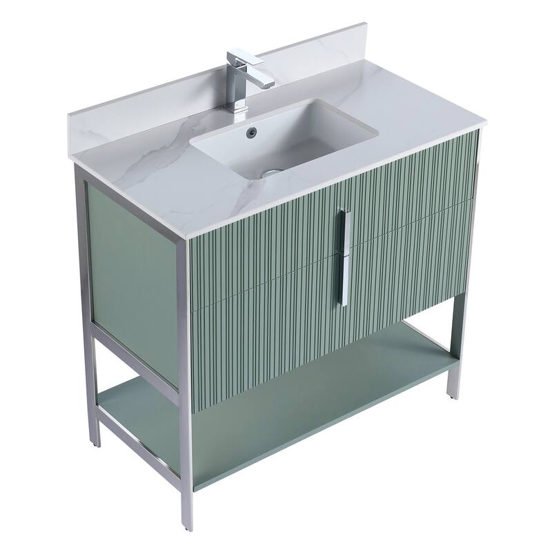 Fine Fixtures Serenity Modern Bathroom Vanity with White Carrara Stone Top