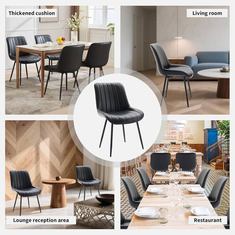 Set of 2 Modern Upholstered Faux Leather Dining Chairs for Kitchen, Dining Room