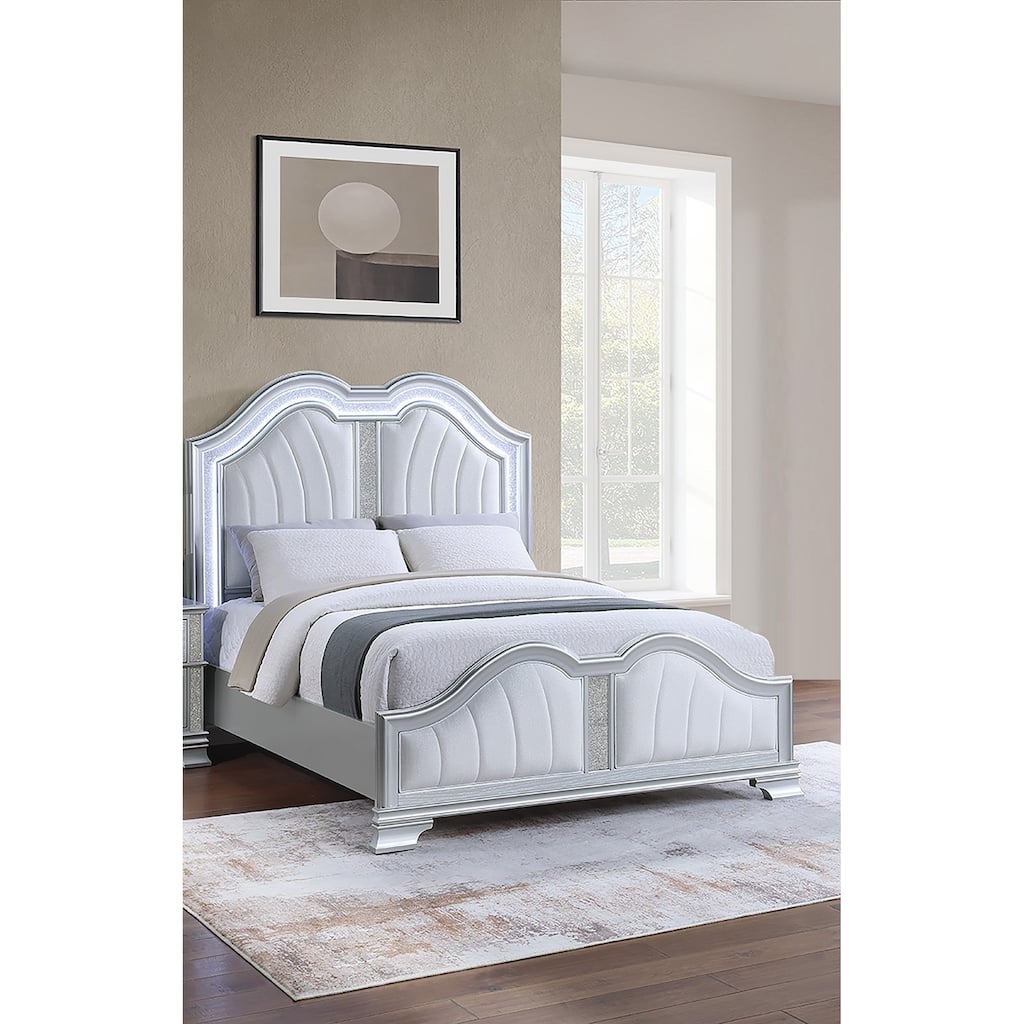 Traditional Style 1pc Bed Set Upholstered Headboard And Footboard Light Gray Finish