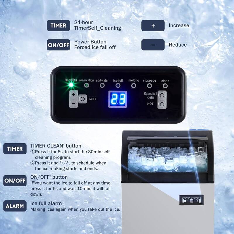 Commercial Ice Maker Machine, Self Cleaning 120lbs/24H - N/A