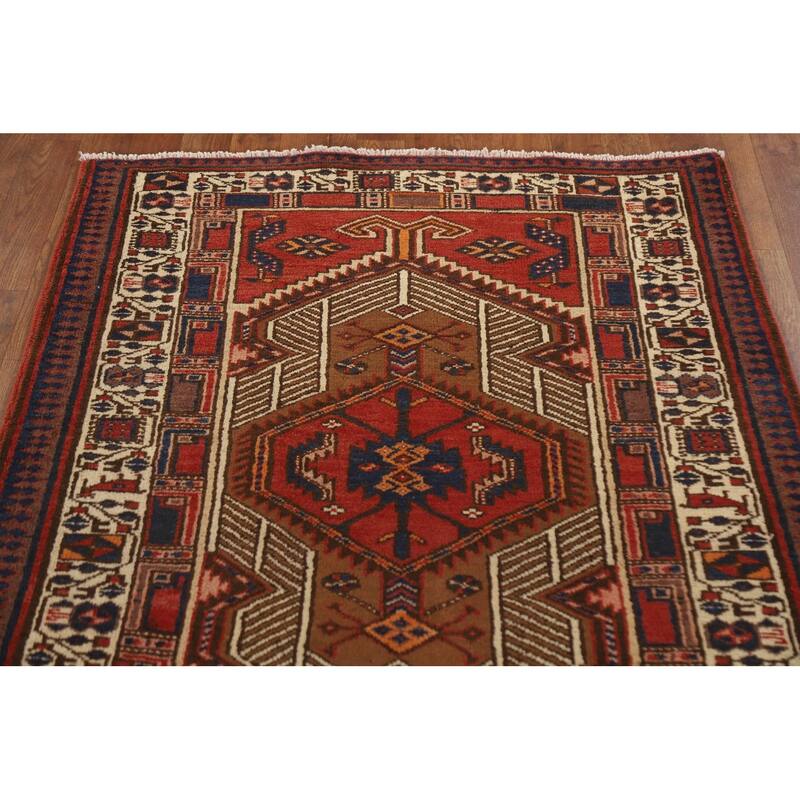Ardebil Persian Vintage Runner Rug Hand-Knotted Wool Carpet - 3'6"x 10'8"