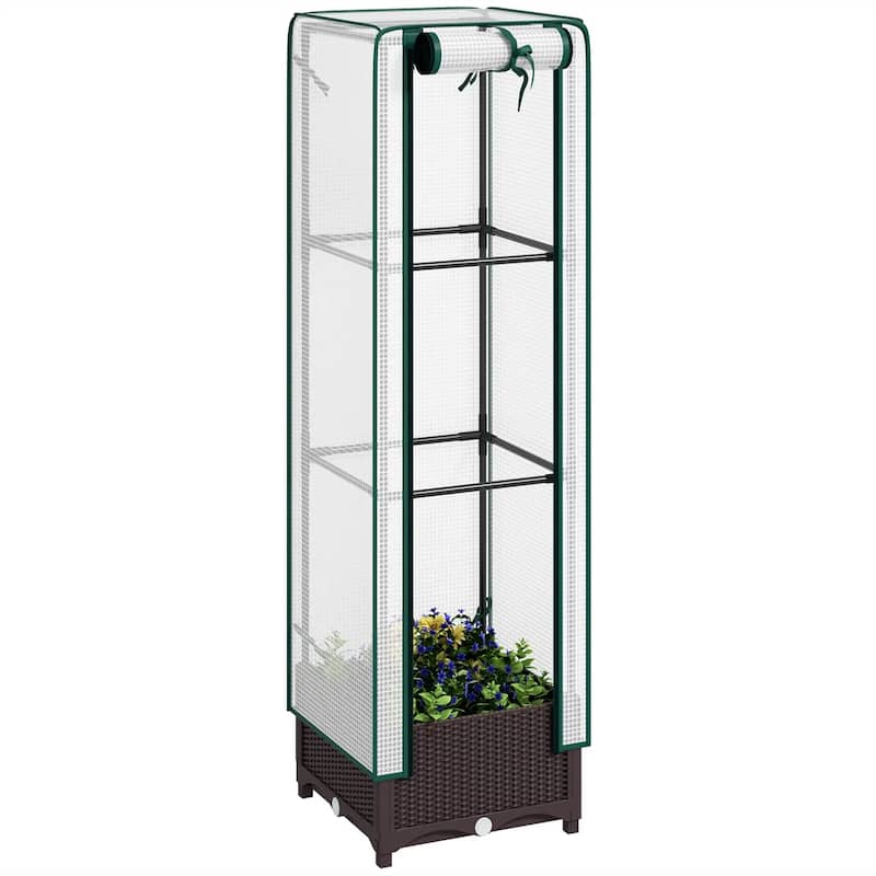 Raised Garden Bed with Plant Cage and Shade Cloth Cover and Open Bottom Planter for Vegetables - 1