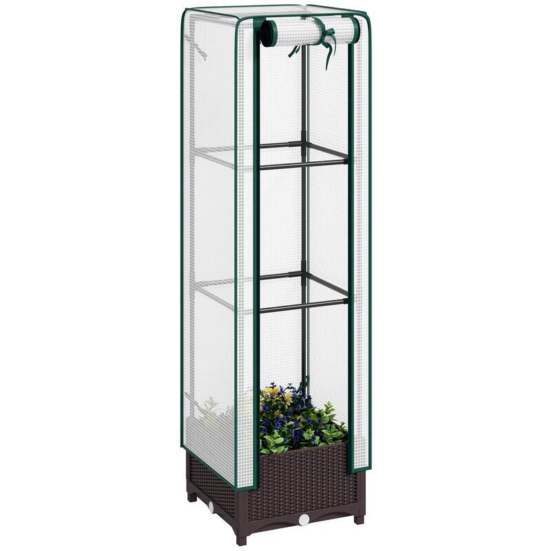 Raised Garden Bed with Plant Cage and Shade Cloth Cover and Open Bottom Planter for Vegetables