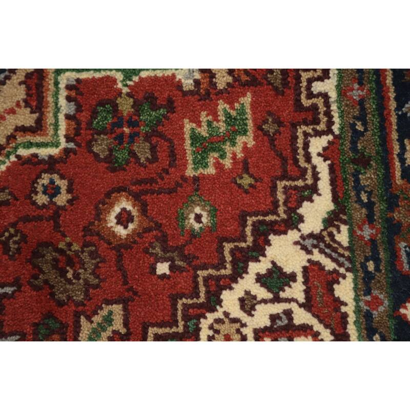 Hand Knotted Oriental 100% Wool Carpet Traditional Medallion Oranges & Rust Heriz (serapi) Area Rug - 6' 2'' X 4' 0''