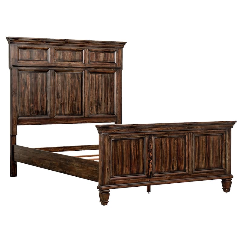 Avenue Farmhouse Tall Headboard Wood Panel Bed - Weathered Burnished Brown (Eastern King) - King