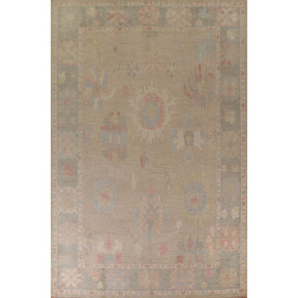Floral Oushak Turkish Large Area Rug Hand-knotted Wool Carpet - 10'3"x 13'10"