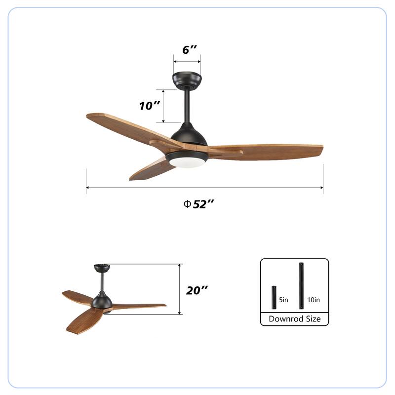 52 in. Indoor/Outdoor Brown Retro 5-Palm Leaf Shaped Blades Tropical Ceiling Fan without Light
