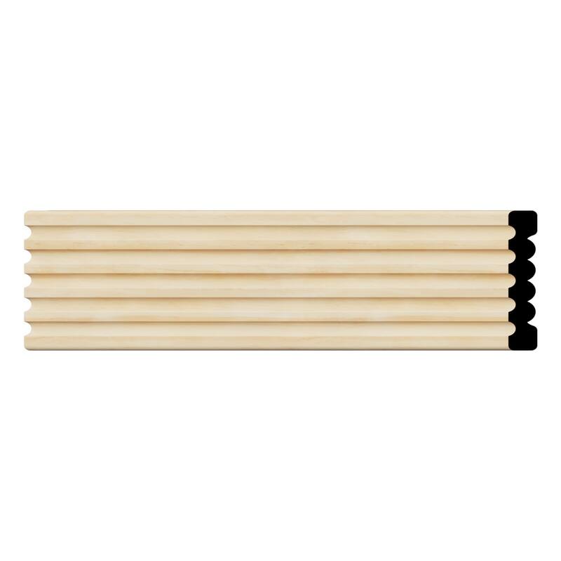 WM338: 9/16-in D x 3-3/8-in W x 96-in L Americraft Solid Hardwood Stain Grade Fluted or Reeded Reversible Moulding - Pine