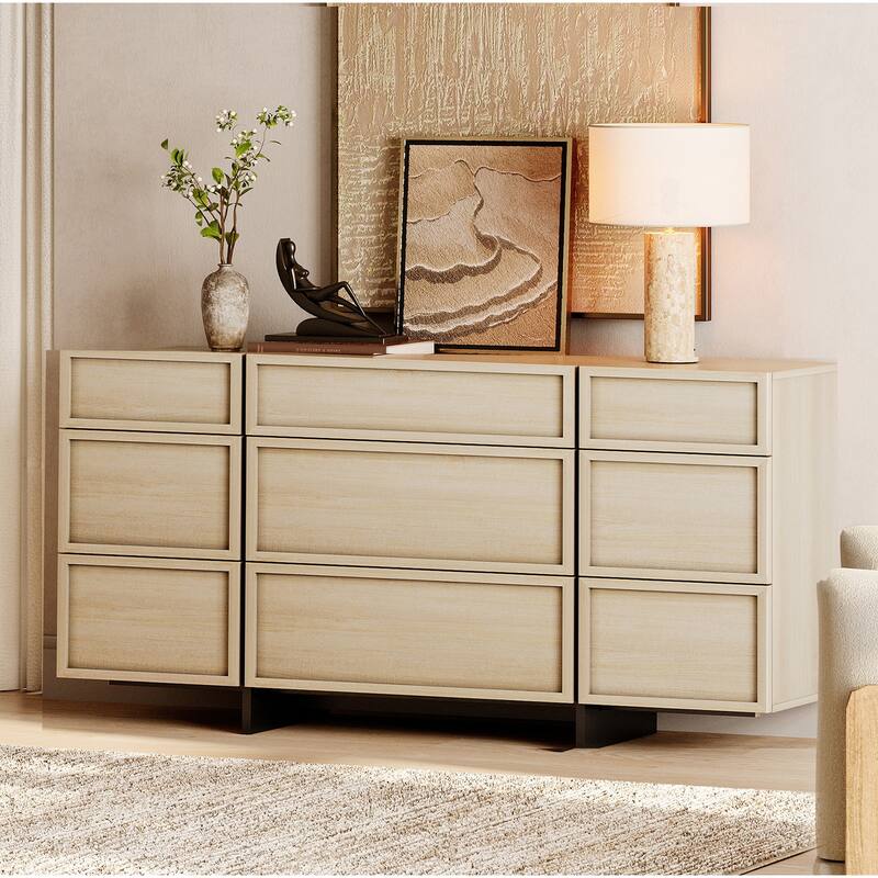 WAMPAT Modern Dresser for Bedroom, Wooden Chest of Drawers with T-Shaped Wood Legs