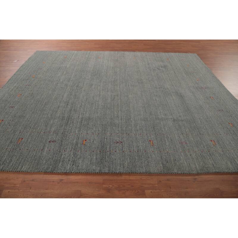 Gray Gabbeh Oriental Area Rug Wool Carpet - 8'0"x 9'8"