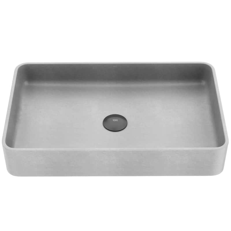 VIGO Basilica 23"L x 14"W x 4"H Concreto Stone Rectangular Bathroom Vessel Sink