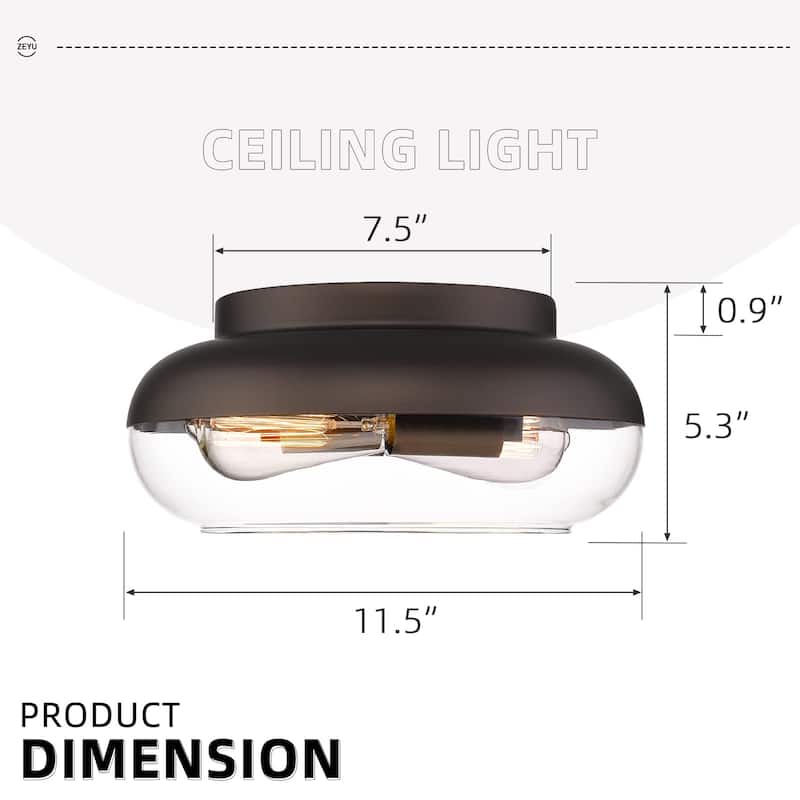Ceiling Light Flush Mount Light Fixture with Clear Glass