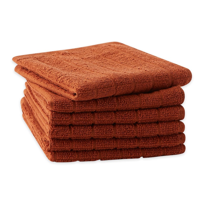 DII Solid Windowpane Terry Dishcloth Set of 6