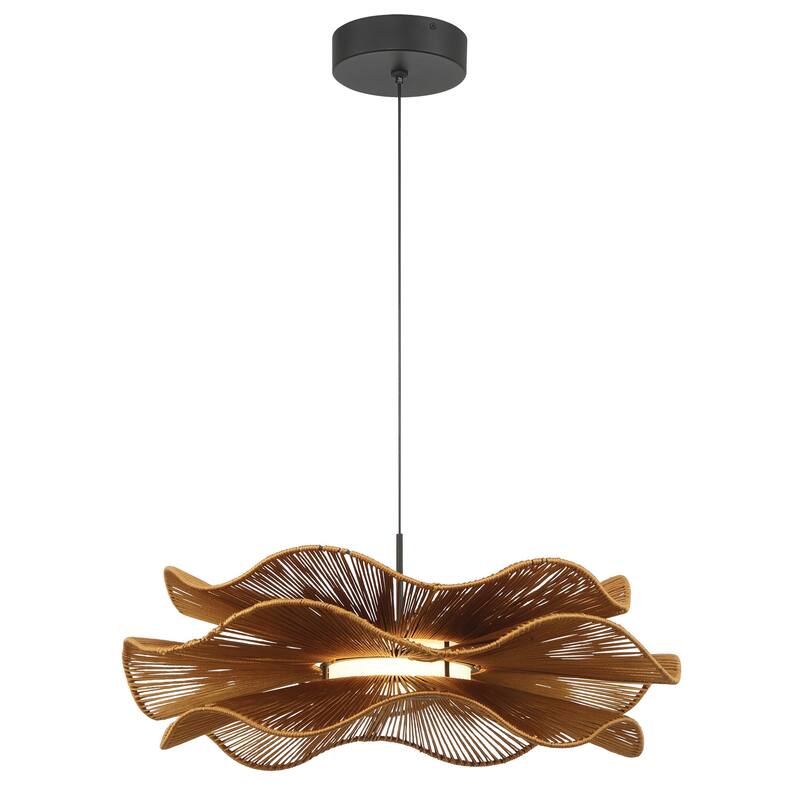 Whisper 24" LED Pendant in Latte Rope with Latte Rope - Bronze
