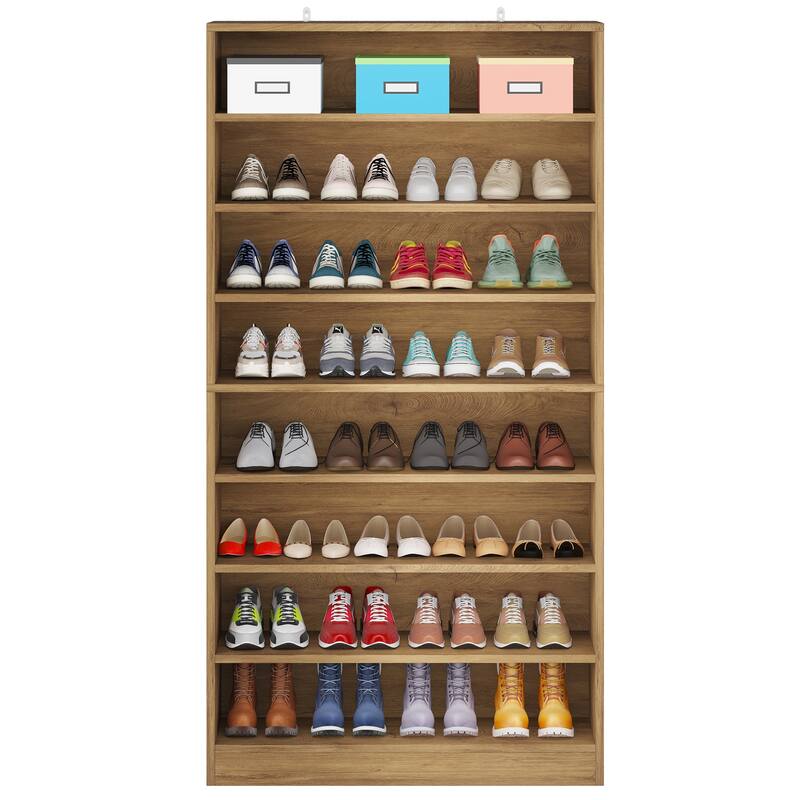 9 Tiers 40-45 Pairs Heavy Duty Wood Freestanding Shoe Storage Cabinet
