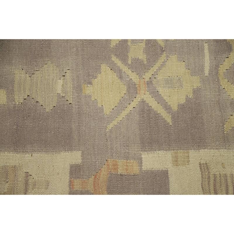 Hand Woven Oriental 100% Wool Carpet Southwestern Tribal Greys & Charcoal Kilim Area Rug - 5' 2'' X 3' 2''