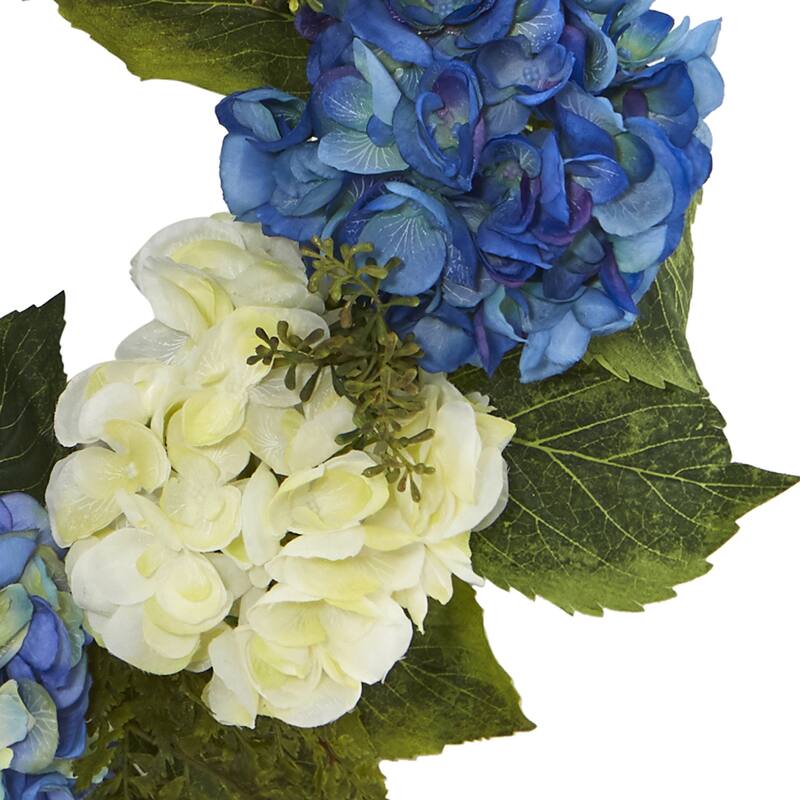 Hydrangea Decorative Spring Floral Wreath, 24-Inch, Unlit