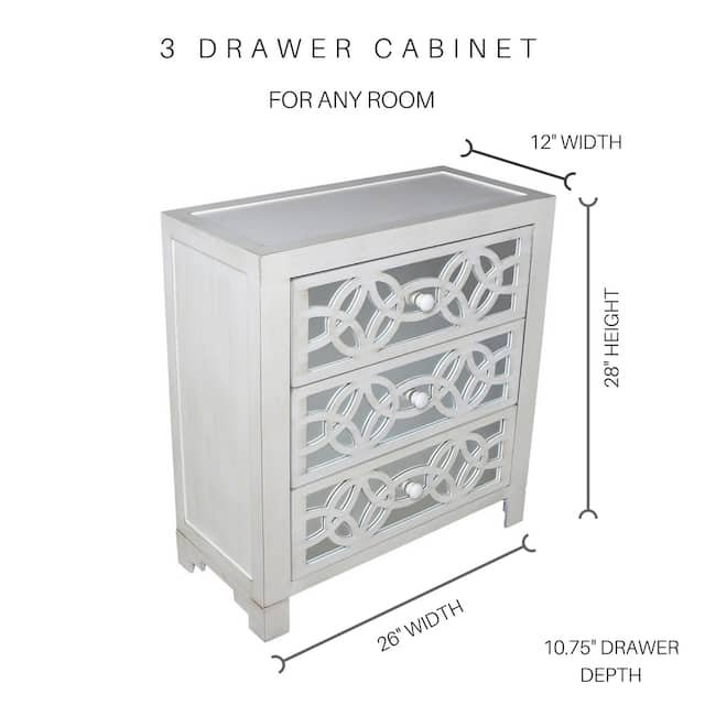 Silver Orchid Fonda 3-drawer Mirrored Cut-out Chest