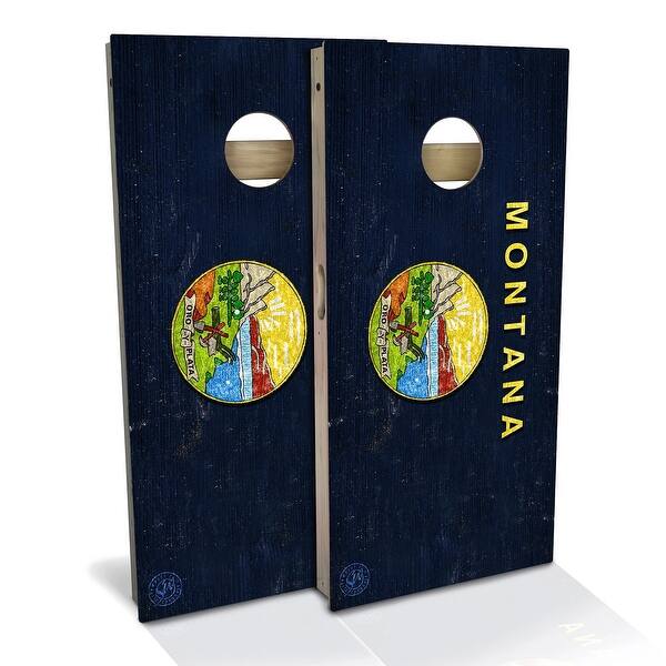 slide 2 of 9, Montana Flag Outdoor Cornhole Board Set