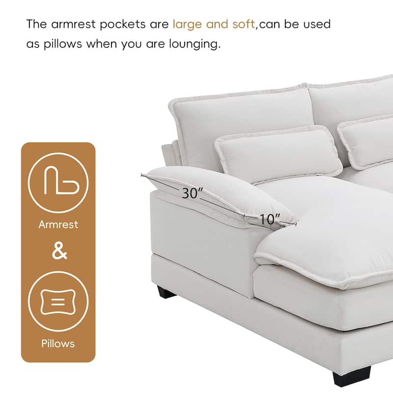 U-shaped Sectional Sofa 6-seat Upholstered Symmetrical Sofa