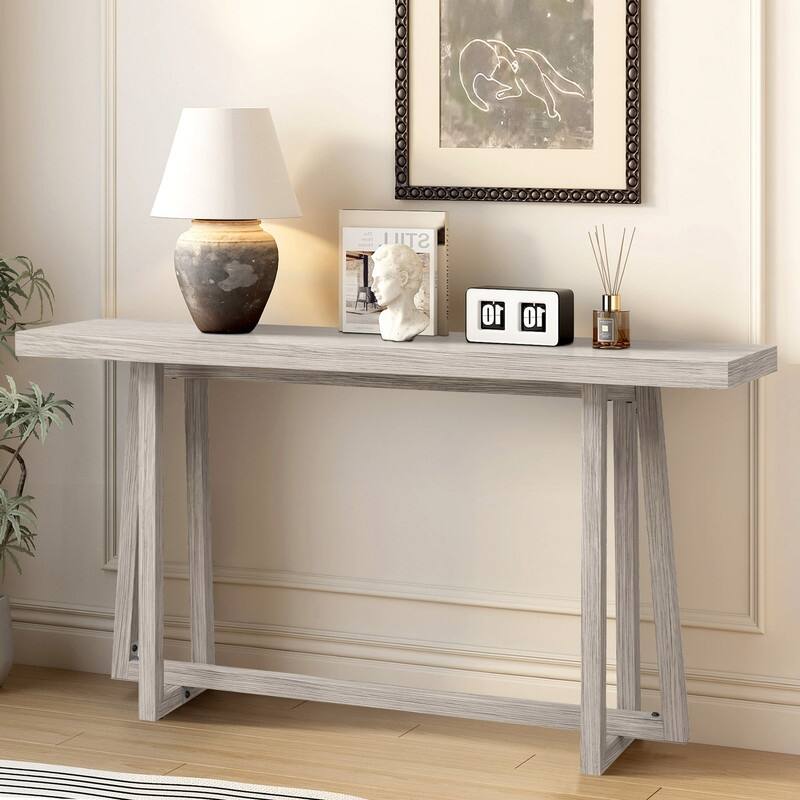 Stylish 60" Console Table, Rectangular Outdoor Entryway Table with Sturdy Construction for Hall Use