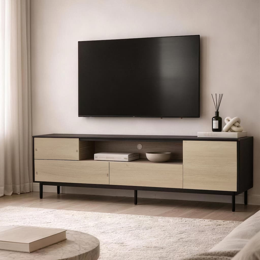 Arvon 71 Inch TV Stand With Metal Legs