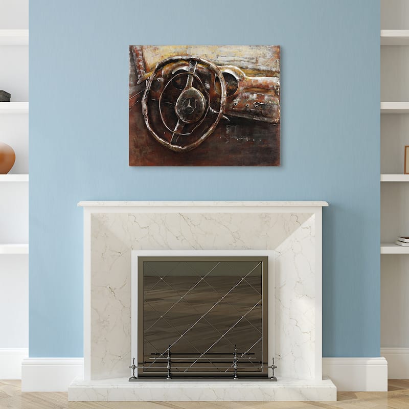 "Benz" Mixed Media Iron Hand Painted Dimensional Wall Art