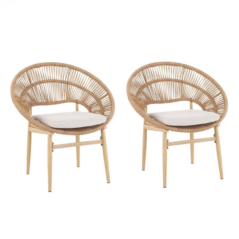 Outdoor Wicker Papasan Style Dining Chair