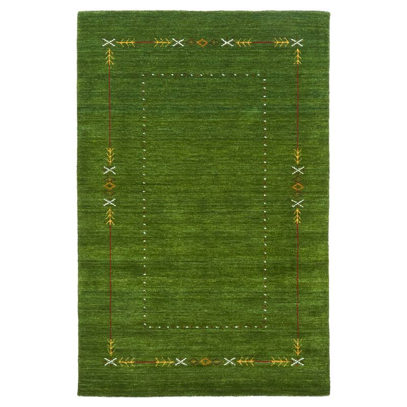 ECARPETGALLERY Hand Loomed Kashkuli Gabbeh Green Wool Rug - 3'11 x 5'10