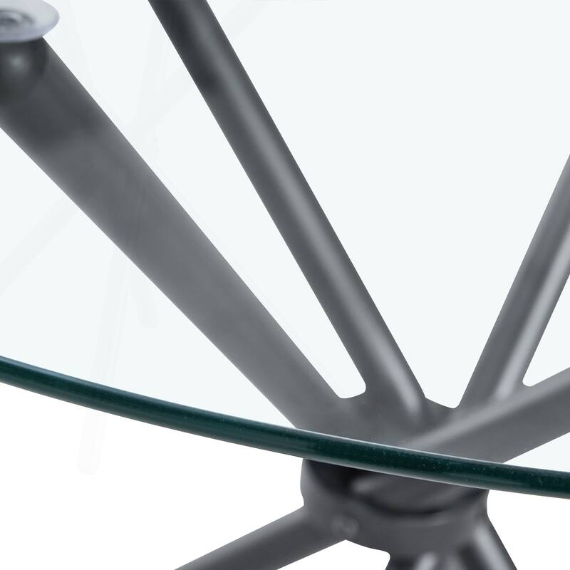 Exquisite Tempered Glass Round Table with Sturdy Metal Legs for Stylish Spaces