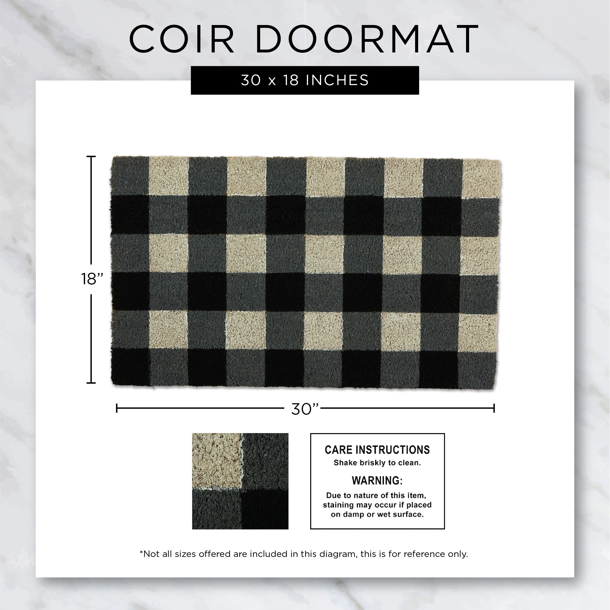 Checkers Welcome Checkers Mat DII Natural Coir Doormat 18X30 Checkers Welcome Checkers Mat DII Natural Coir Doormat 18X30