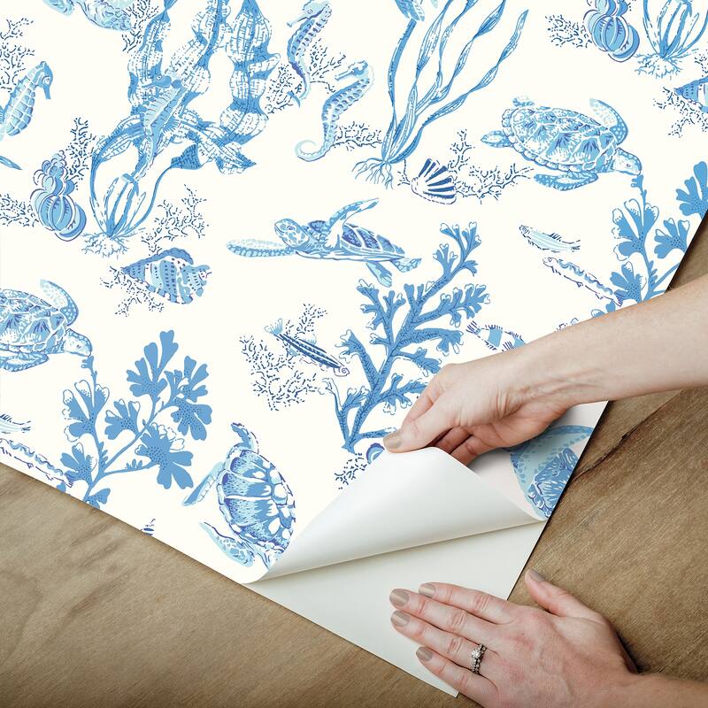 Scalamandre Azure Garparilla Peel & Stick Wallpaper