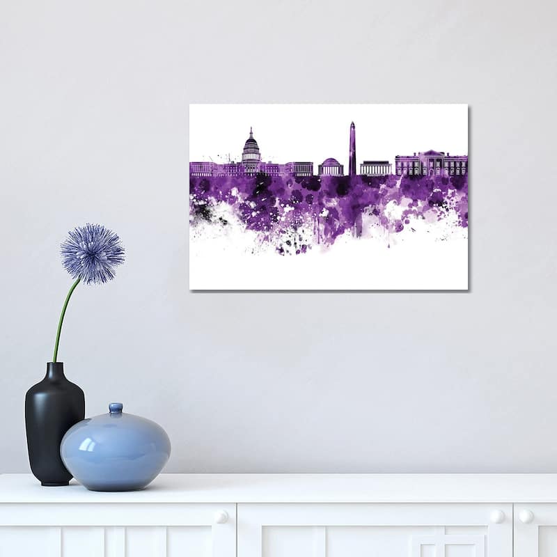 iCanvas "Washington DC Skyline In Lilac" by Paul Rommer Canvas Print - 12x18x1.5