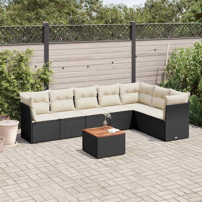 vidaXL Garden Sofa Set Black, Cream White - 24.4 x 24.4 x 27.2