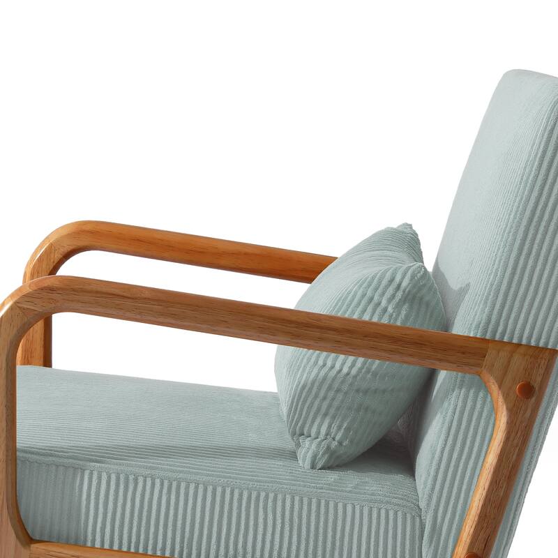 25" W Mid Century Upholstered Wood Accent Chair with Pillow set of 2