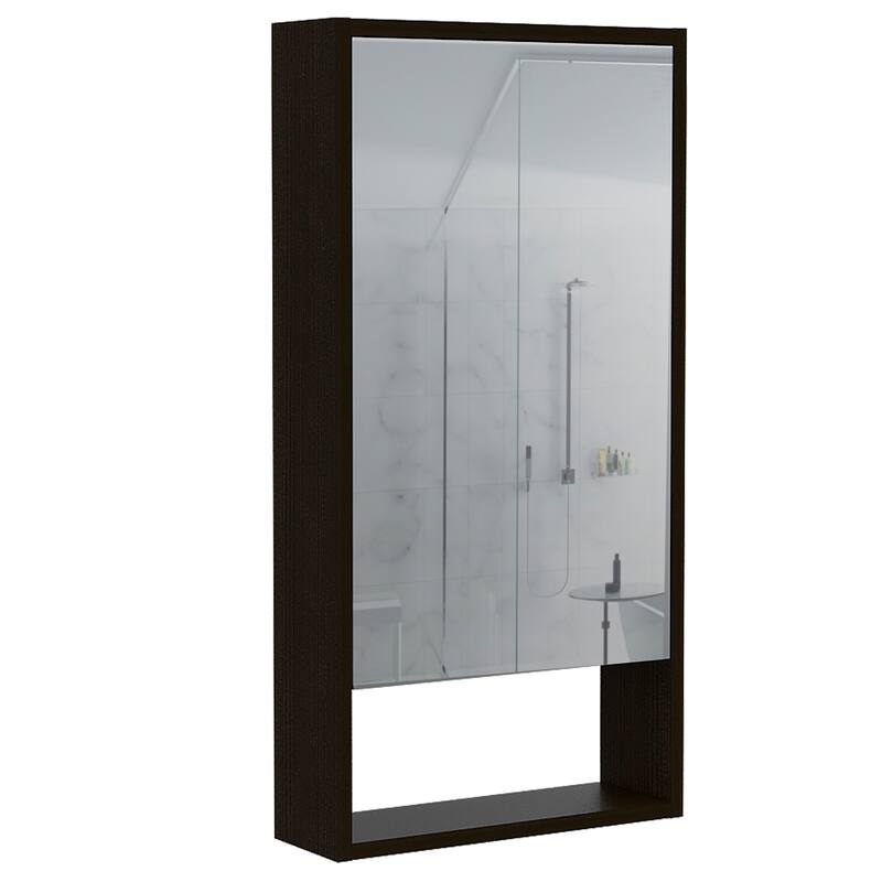 Medicine Cabinet, One External Shelf - Black