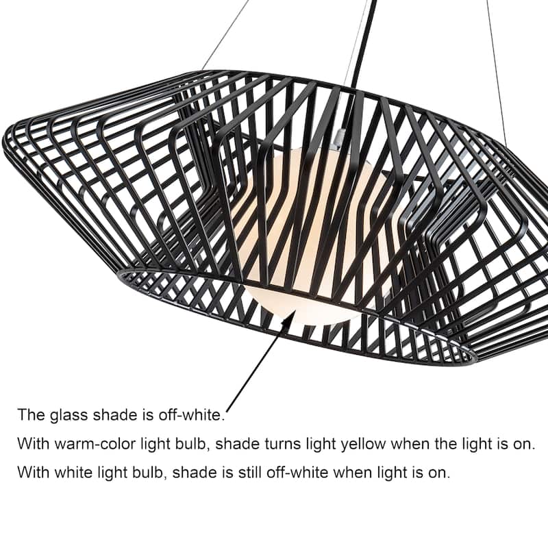Bibiana 1 Light Black Geometric Metal Glass Shade Pendant Chandelier