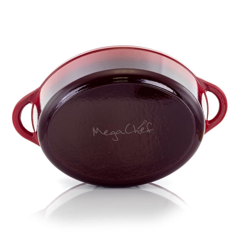 Enameled Cast Iron Casserole Dish with Lid 7 Quart Capacity in Red