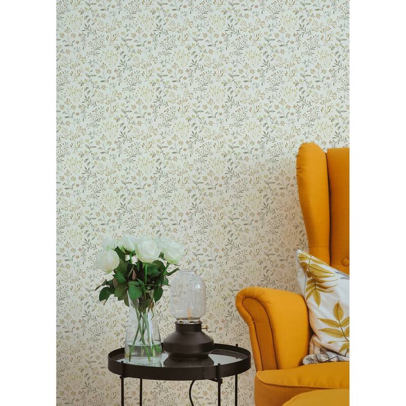 Chesapeake Tarragon Honey Dainty Meadow Wallpaper