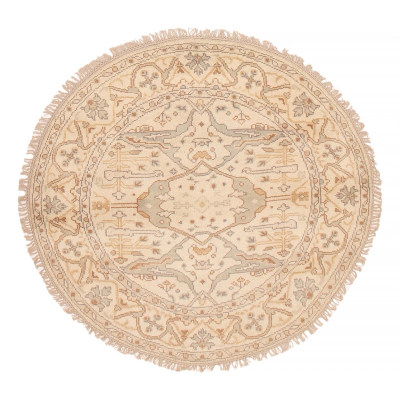 ECARPETGALLERY Hand-knotted Royal Oushak Cream Wool Rug - 4'10 x 4'10 - Cream - 4'10 x 4'10