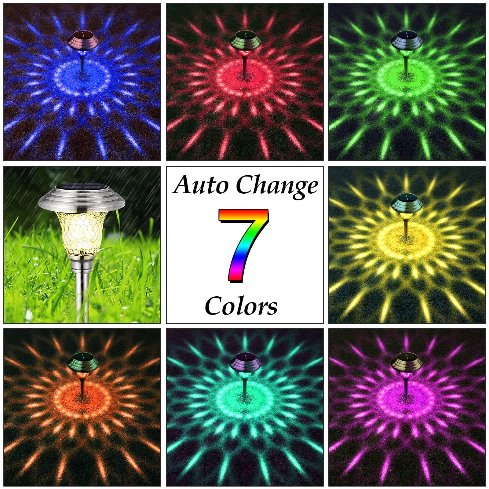 8 Pack Solar Pathway Lights Color Changing Outdoor Waterproof Multi Color Halloween LED Glass Garden Landscape Lighting On Sale Bed Bath Beyond 40185944