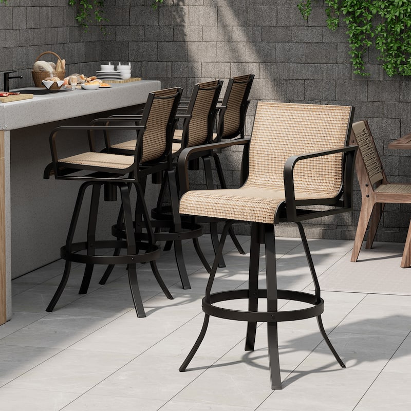 Pellebant Outdoor Aluminum Swivel Barstool Patio Bar Stools with Sunbrella Fabric - 18.31"Lx18.31"Wx43.31"H