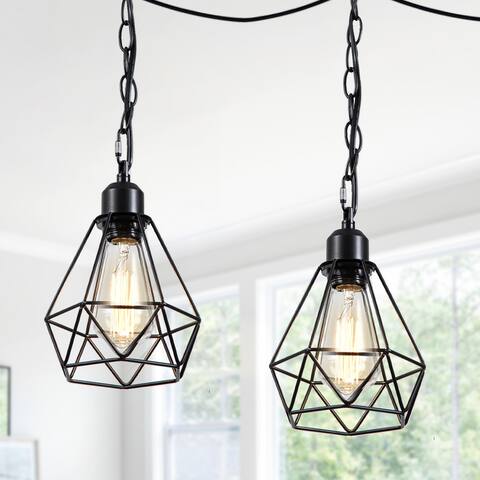 Black Industrial Plug-in Pendant Light with 20ft Cord 2 Pack