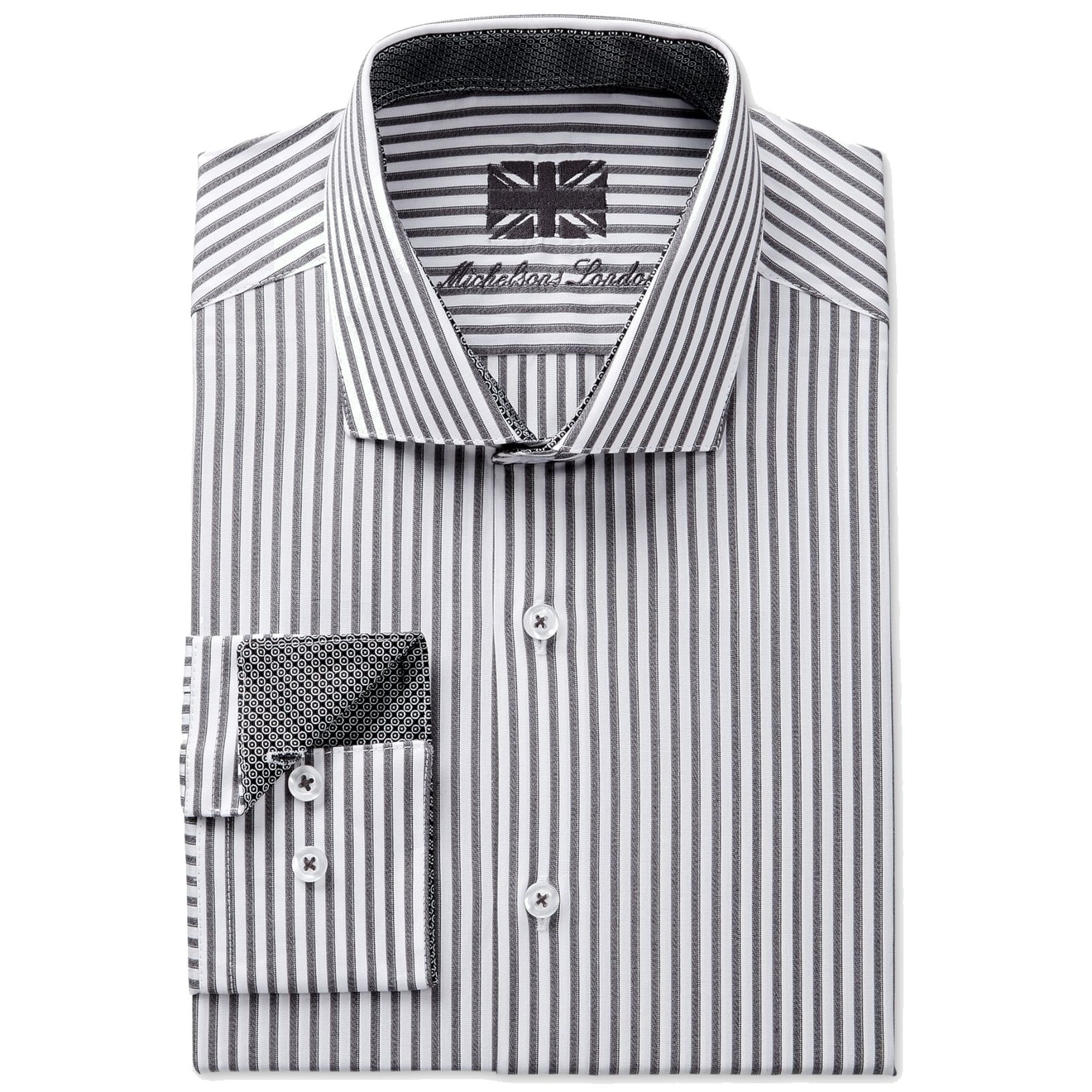 Michelsons New Menss Slim-Fit Charcoal White Stripe Button-Down Shirt