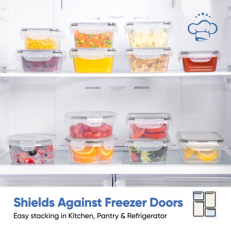 32 Piece Food Storage Containers Set with Easy Snap Lids (16 Lids + 16 Containers) - Airtight Plastic Containers