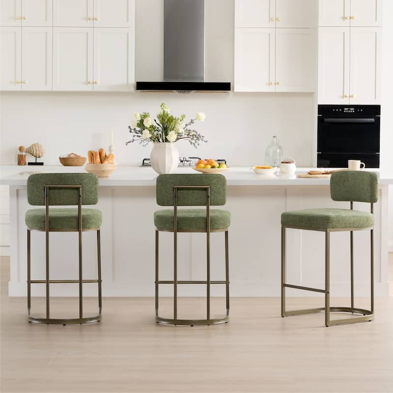 Arthur 26 inch Counter Height Bar Stool Set with Brass Frame